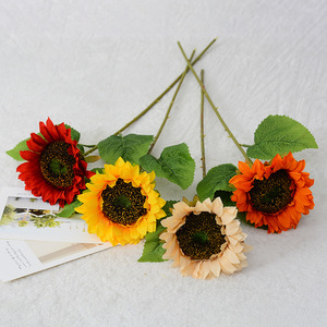 Laixing Artificial Sunflowers <b>Silk</b> <b>Flowers</b> Yellow Indoor Decoration For Living Room Bedroom Table Decor - Product Image 2