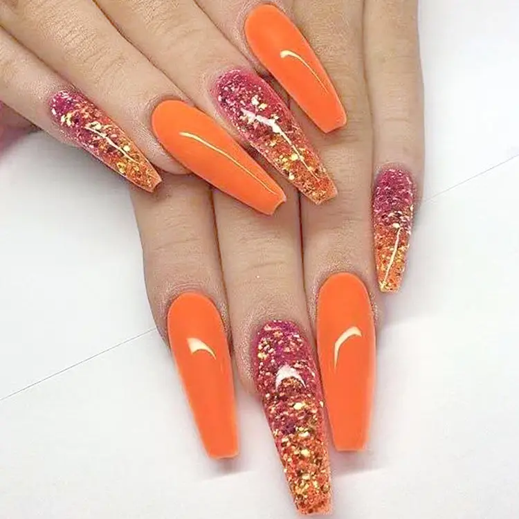 Compartir 89+ imagen uñas acrilicas color naranja mate 