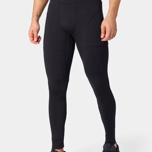 Leggings de sport respirants à taille élastique personnalisés pour hommes, leggings de compression pleine longueur de couleur unie - Product Image 1