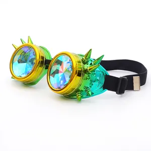 2022 new Funny Steampunk Glasses punk Kaleidoscope glasses Rave Festival Holographic Retro Party Cosplay Eye wear Sunglasses