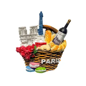 Europe France Tour Eiffel Pain Français <span class=keywords><strong>Paris</strong></span> Aimant de Réfrigérateur 3D en Forme de Panier Souvenirs Touristiques Autocollants Magnétiques - Product Image 3