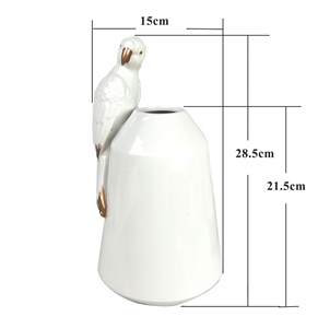 <span class=keywords><strong>Vase</strong></span> à fleurs en céramique avec bourgeon d'oiseau en plumes dorées, décoration de table, design créatif européen - Product Image 2
