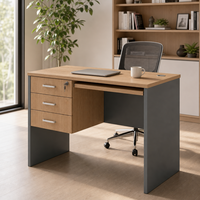 Bureau d'ordinateur moderne en bois avec 3 tiroirs verrouillables, plateau pour clavier, table d'étude compacte pour le bureau à domicile