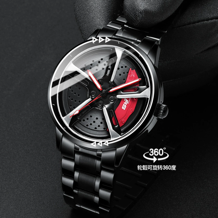 Spinning Car Wheel Hub Men Watch Waterproof Rim Watch Men's 360° Rotate ...