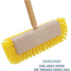 Brosse de nettoyage pour sols de 10 pouces en polypropylène jaune, double face, fermeté moyenne, compatible lave-vaisselle - Product Image 3