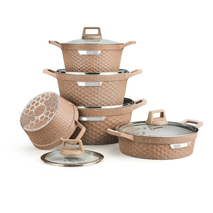 <span class=keywords><strong>Set</strong></span> di 10 <span class=keywords><strong>Pentole</strong></span> Antiaderenti in Alluminio con Coperchi in Vetro, Design Moderno e Semplice, Base Multistrato, Essenziali per la Cucina di Casa - Product Image 1