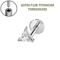 Piercing d'oreille Freya en titane ASTM F136 sans filetage pour tragus, hélix et cartilage, pour femme, 16G, avec dos plat et système Push Pin