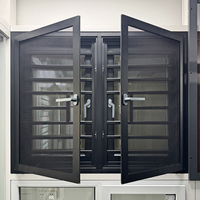 Ventanas abatibles modernas con marco negro de aluminio para ventanas batientes de doble acristalamiento ahorradoras de energía de Nigeria con barra antirrobo