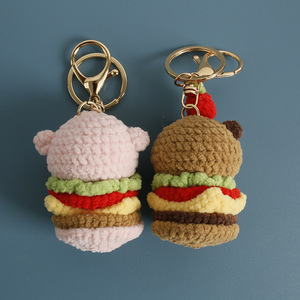 Handmade Knitted Amigurumi Yarn Crochet Animal Hamburger Capybara Keychain Plush Capibara Pendant Purse Bag Charm <b>Doll</b> Key Chain - Product Image 2