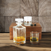 En stock, carafe à whisky en cristal et verres à whisky ronds, boîte en bois, cadeaux promotionnels d'entreprise, usine Shunstone