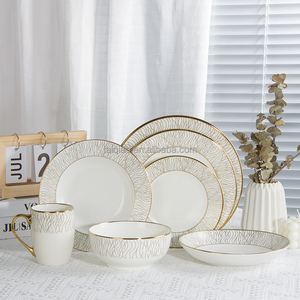 Thân Thiện Với Môi Sứ Bộ Đồ Ăn Loạt Vàng Thiết Kế Tấm Gốm Hoàng Gia Ăn Uống Tấm Bát Bộ Đồ Ăn - Product Image 1
