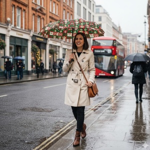 Selected Christmas Gift Manual Iron <b>Frame</b> Folding Portable Santa Gingerbread Man Cookies Pattern Umbrella Gift Set - Product Image 5