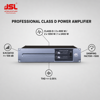 Amplificateur de puissance classe D 2x800W 2x1200W 1x2400W 2U Pro Audio Amp Damping 1000 SNR 109dB pour système de sonorisation PA en direct