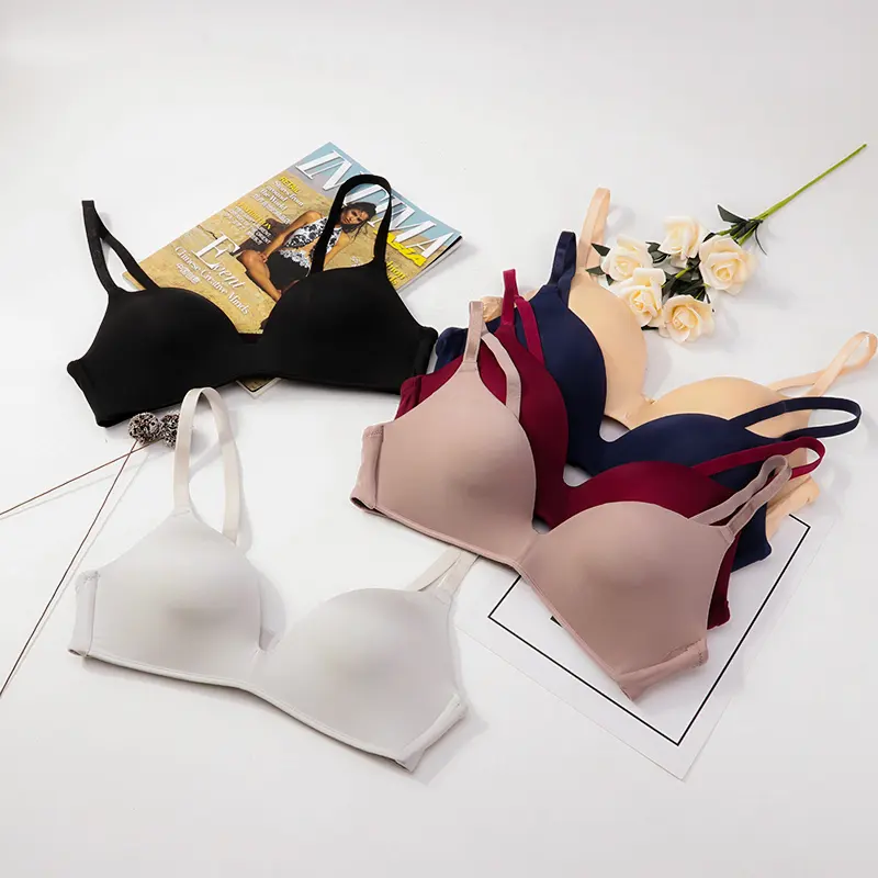 Reggiseno senza cuciture senza cuciture con reggiseno semplice e confortevole per ragazza arricciata sul petto leggero e piccolo