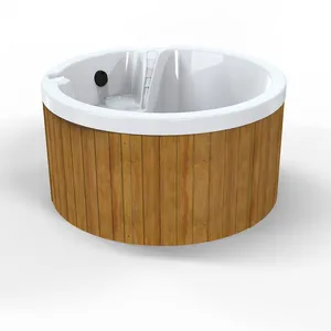 Bañera de hidromasaje de madera para 5 personas, calentador de madera de cedro impermeable para exteriores, proveedores de bañeras de hidromasaje redondas de masaje