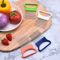 Roestvrijstalen uienhouder, snijhulp voor voedsel, multicolor groente- en fruitsnijder, snijhulp voor de keuken