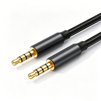 Câble audio auxiliaire TRRS 4 pôles mâle-mâle 3,5 mm avec gaine en nylon tressé PVC et connecteurs plaqués or pour voiture, écouteurs et microphone