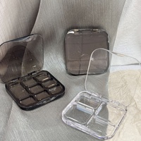 En stock, sans MOQ, palette de fards à paupières carrée pliable transparente ambrée, vide, pour cosmétiques, contour et highlighter