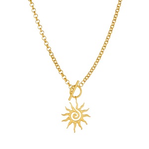 European American Fashion Retro Gold Plated Sun Spiral Pendant OT Buckle O Chain Stainless Steel Necklace Daily Gift - Product Image 5