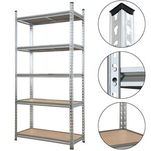 דף הבית ללא דופי 5 גדיים מדפים ברזל מתלה לוח מחסן אחסון מתכת פלדה מדף יחידת תצוגה מדפים - Product Image 2