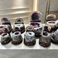 Bol du Trésor en Agate Naturelle, Cornucopia Géode avec Cristal Druzy d'Améthyste, Ornement Feng Shui pour la Maison