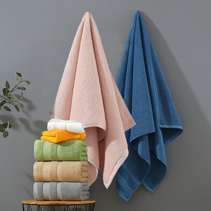 ชุดผ้าขนหนูผ้าฝ้ายแท้ สีพื้น ซึมซับน้ำได้ดี ผ้าขนหนูอาบน้ำ เนื้อผ้านุ่มสบายผิว รูปทรงสี่เหลี่ยมผืนผ้า พร้อมโลโก้ที่ปรับแต่งได้ - Product Image 1