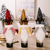 Nouvelle Décoration de Noël Transfrontalière : Capuchon de Bouteille de Vin Gnome à Paillettes Rouge, Jaune et Noir, Style Européen et Américain
