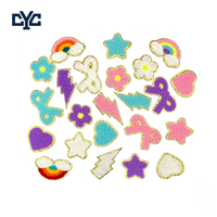 Vente en gros de patchs brodés personnalisés de haute qualité, patchs en chenille à fleurs, patchs brodés 3D à appliquer au fer pour vêtements