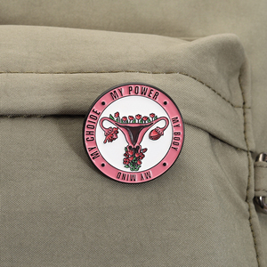 Pin Enamel Autonomi Tubuh Wanita, Bunga Rahim, Kutipan 'Badaku, Pilihanku', Bros, Lencana Kerah, Perhiasan Grosir - Product Image 3