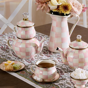 Bàn cờ lưới men Mug màu hồng-và-trắng Hồng Kiểm tra men Cup cho trà nóng độc đáo <span class=keywords><strong>drinkware</strong></span> - Product Image 5