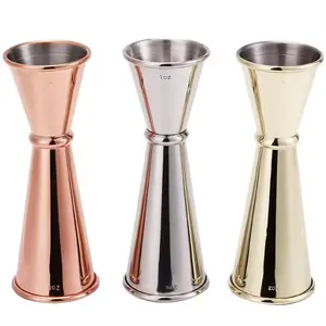 Custom Logo Metal Bar Tool Cocktail Measuring Cup Stainless Steel Slim WineJigger