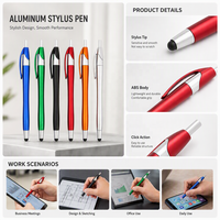Stylet capacitif universel rétractable 2 en 1, stylet métallique avec pointe tactile pour tablette de bureau, cadeau