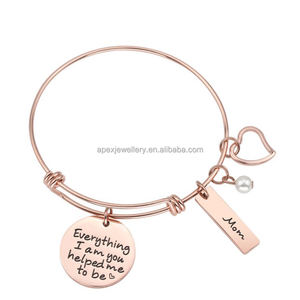 Personnalisé D'inspiration <span class=keywords><strong>Message</strong></span> Gravé Personnalisé plaque Coulissante coeur perle Charme <span class=keywords><strong>Bracelet</strong></span> Ajuster <span class=keywords><strong>Fil</strong></span> Ani Bracelets en acier inoxydable - Product Image 3