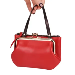 Monedero AndoBag para Mujer, Bolso de Mano de Cuero Vacuno Genuino, Cartera Vintage con Cierre de Beso, Bolsa de Almacenamiento de Gran Capacidad 1478 - Product Image 4