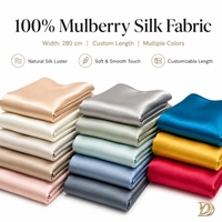 Tissu Crêpe Charmeuse Uni en Soie de Mûrier 100% Pure Antibactérienne Premium 100GSM 280cm Largeur Complète pour Linge de Lit et Textiles de Maison