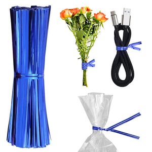 Attaches torsadées métalliques bleues de 4 pouces, lot de 1000, en aluminium réutilisable pour emballage cadeau et fermeture de sacs - Product Image 1