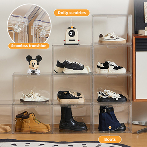 Grandi Contenitori Impilabili in Plastica per Scarpe, Scatole Porta Scarpe con Porta Magnetica, Facili da Pulire, Borse Portatili in PP per Sneakers - Product Image 2