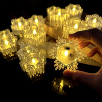 Bougie LED personnalisée en forme de flocon de neige de Noël, couleur blanc chaud, lumière de bougie pour la décoration d'ambiance à la maison