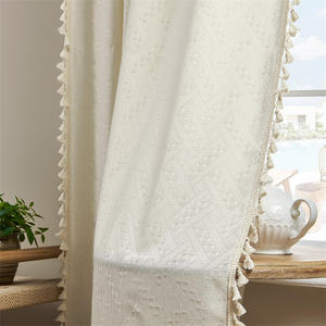 Cortinas de Lino Beige Estilo Boho Navideñas, Cortinas Rústicas de Lino Translúcidas <span class=keywords><strong>para</strong></span> Dormitorio o Sala de Estar - Product Image 5