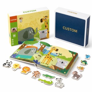 Livre d'activités Montessori en bois personnalisé Wonder <span class=keywords><strong>Town</strong></span>, jeu d'association d'animaux du zoo magnétique et silencieux, livre éducatif d'apprentissage - Product Image 1