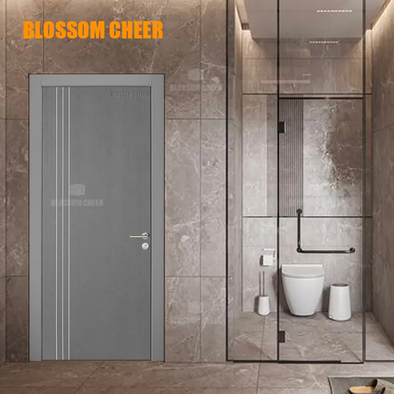 Promozione interna personalizzata produttore doccia interna sala interna Dubai bagno casa in legno impermeabile con telaio WPC porta