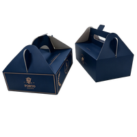 Caja de Cartón de Lujo con Impresión UV a Color y Efecto de Estampado en Dorado para Pasteles, Pan y Repostería, con Asa