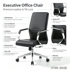 Modern Design PU/Cowhide Leather <b>Chair</b> 37760-2052A - Product Image 4