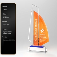 Trophée en cristal personnalisé en forme de voilier avec lettrage, pour récompenser les employés exceptionnels, prix commémoratif