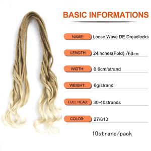 Extensions de cheveux Tresses ondulées faites à la main pour femmes Locs gris Bouclés ondulés <span class=keywords><strong>Dreads</strong></span> en laine fine - Product Image 2