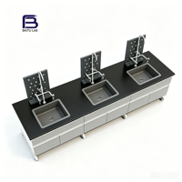 Banc de travail en bois et acier de type C pour les laboratoires de contrôle qualité et d'essais des entreprises, avec support à réactifs, robuste, sur mesure ISO, Baitu lab