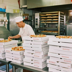 9 inch 12 inch 14 inch tái chế các tông màu trắng Giấy gợn sóng hộp bánh Pizza bán buôn cho nhà hàng giao hàng với logo tùy - Product Image 4