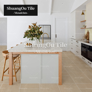 Gạch lát nền, gạch ốp tường nhà bếp kiểu Pháp, gạch mosaic men sứ, đá mài bóng, đá vôi màu be Jura - Product Image 4