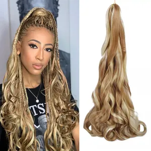 24Inch Loose Wave Bouncy Crochet Hair Pre Stretched 150g Highlight Yaki French Curl Braiding Hair For Black Women Hair Extension