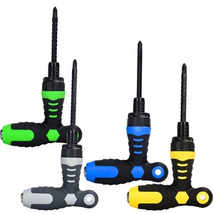 T Type Ratcheting <b>Screwdriver</b> Multipurpose Flat Head Bit Anti Slip Handle Plastic Handle Black Oxide Finish Diy Tool - Product Image 1